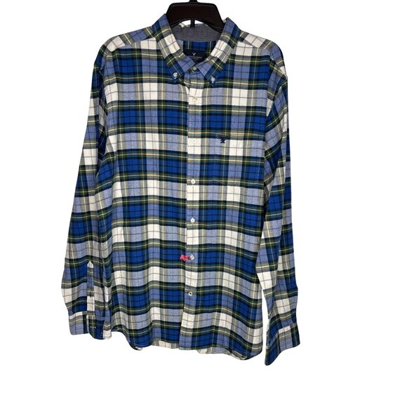 American Eagle Outfitters Men's Classic Fit Plaid Button-Down Shirt Size XXL - Picture 1 of 7